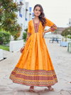 Orange Colour Rayon Print Gown Collection Wholesale Clothing Distributors In India Aaradhna 2032
